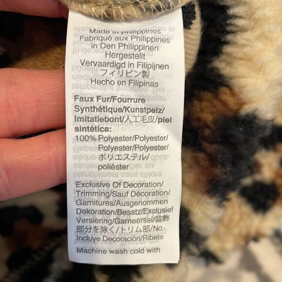 J Crew Vintage Fleece Snap-Collar Sherpa Fleece Pullover Leopard XXS - Picture 9 of 11